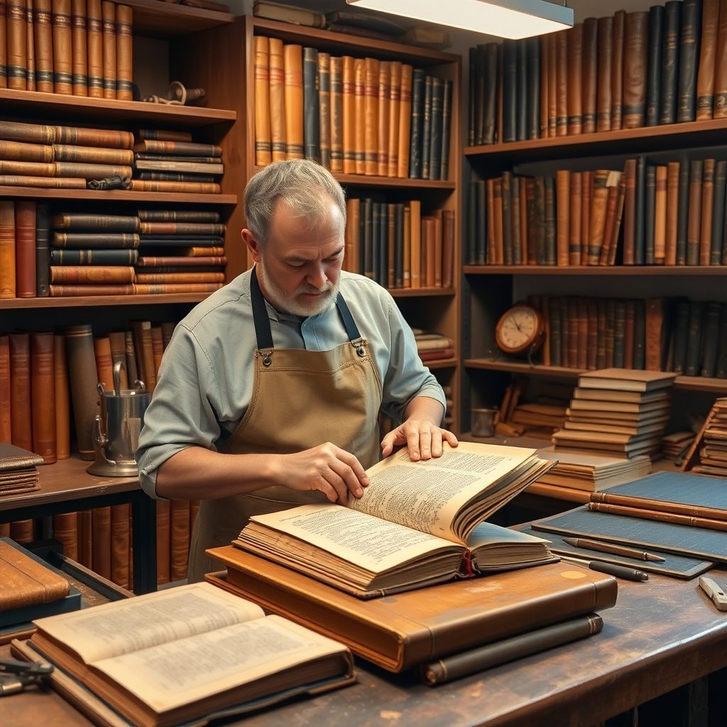 Artisan at work in Bookbind atelier