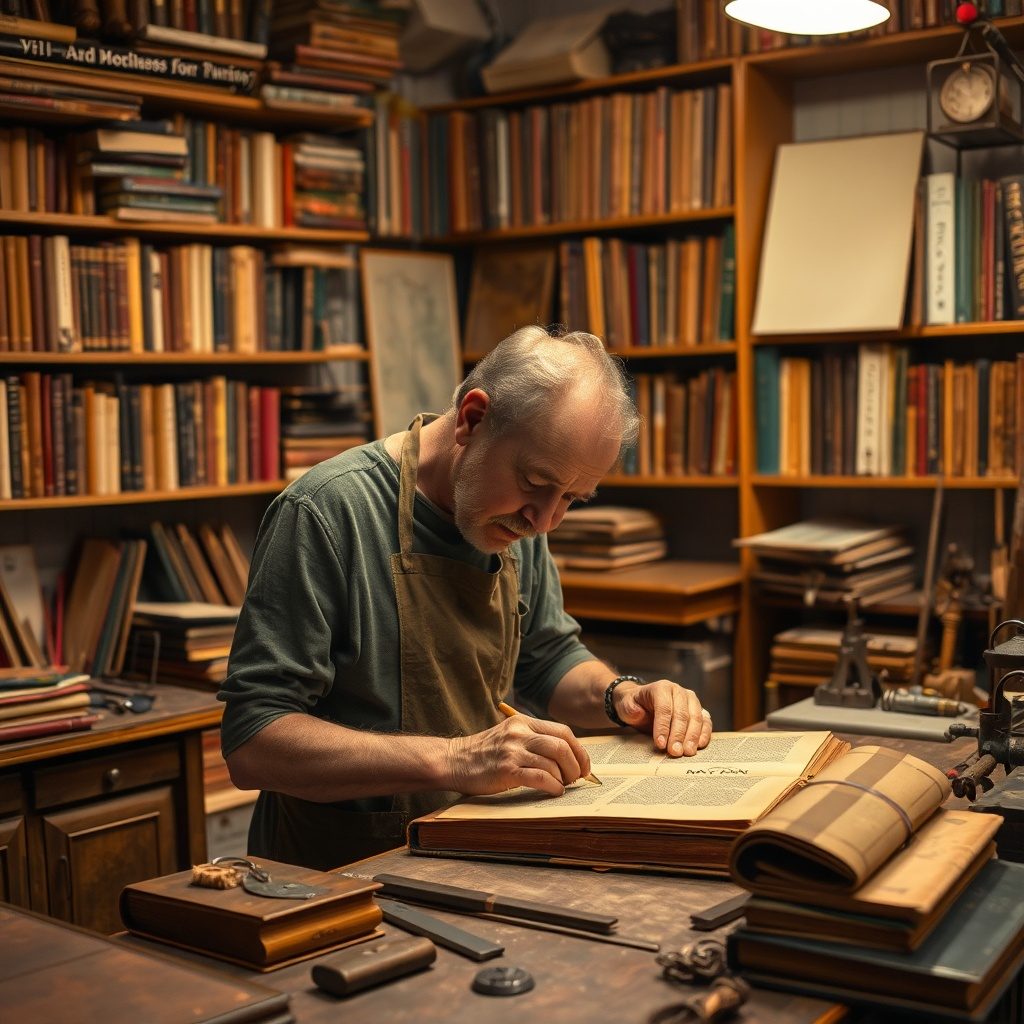 Artisan bookbinding in progress