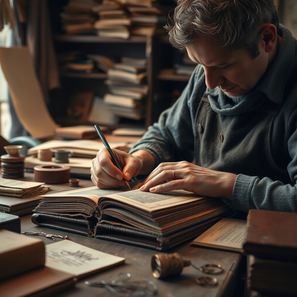 Artisanal bookbinding in action